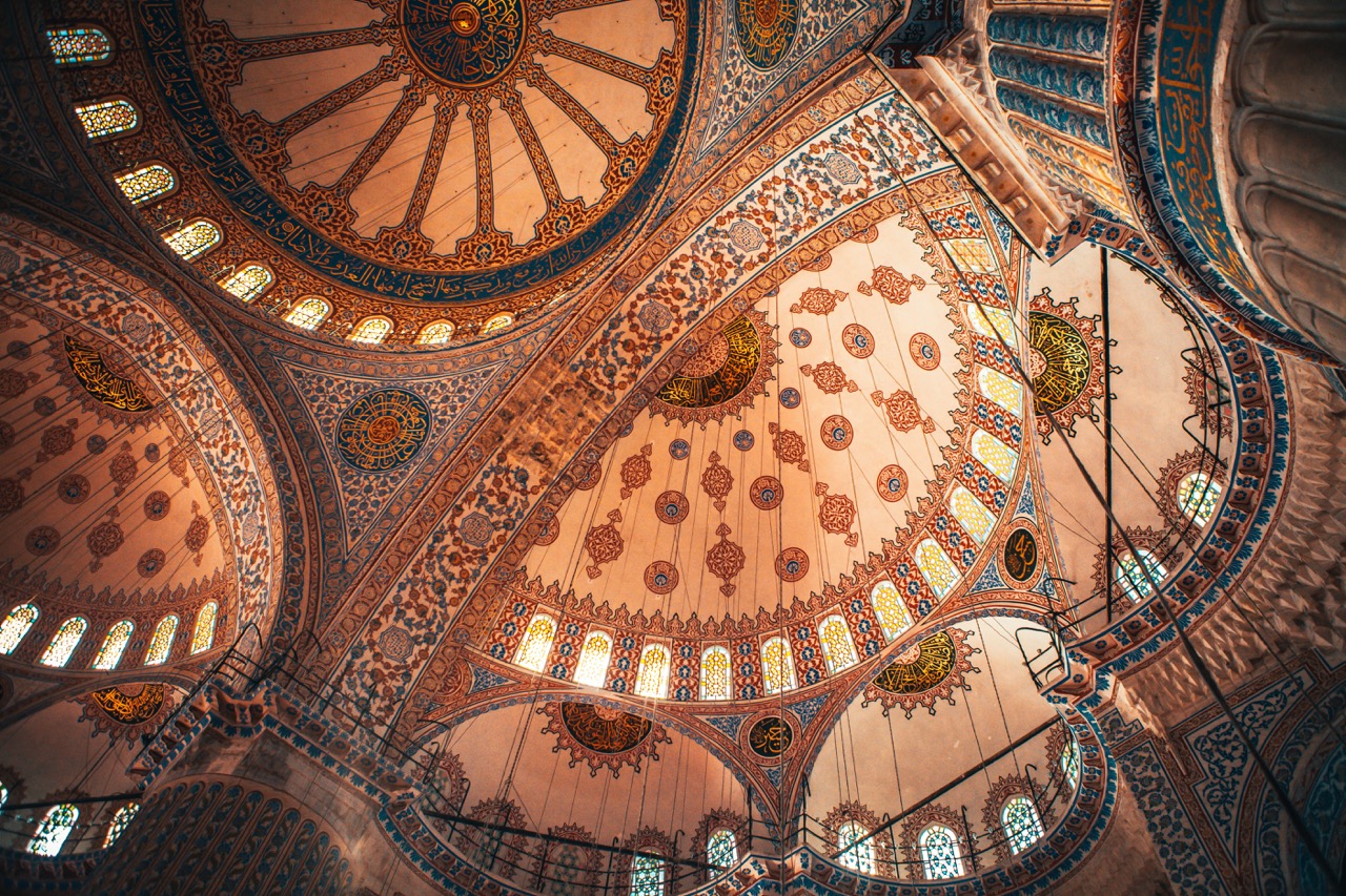 Decaration of the ceiling inside a mosque.