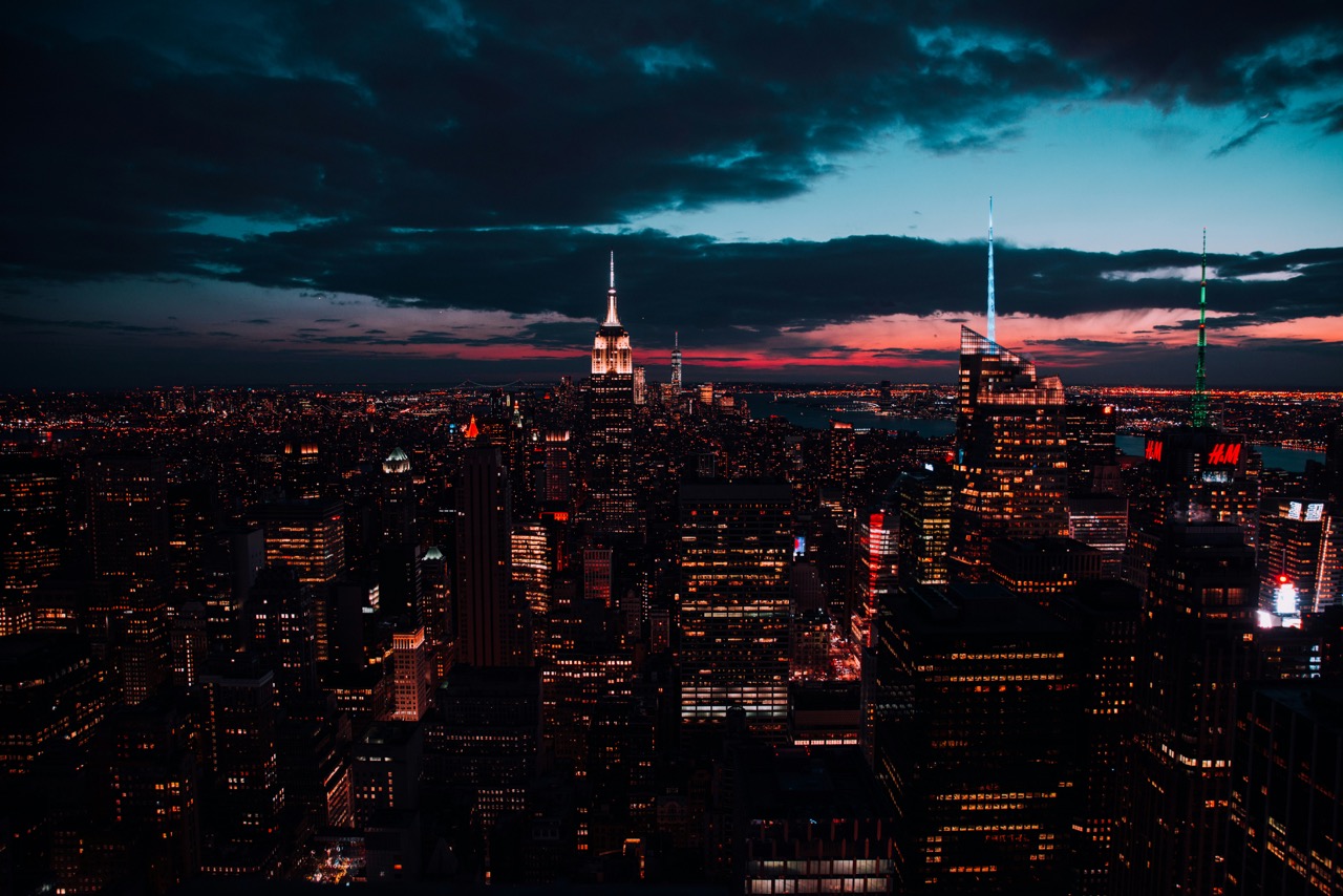 Image of New York at night.